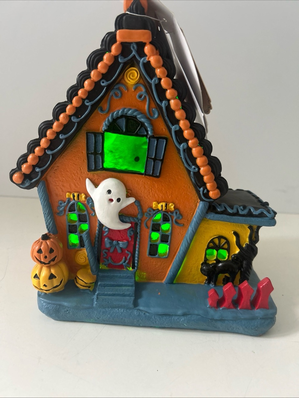 Halloween Changing Color Light Up Haunted House Decorative Figurine Multicolor